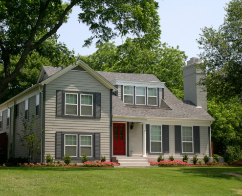 Side view of a classic colonial style house